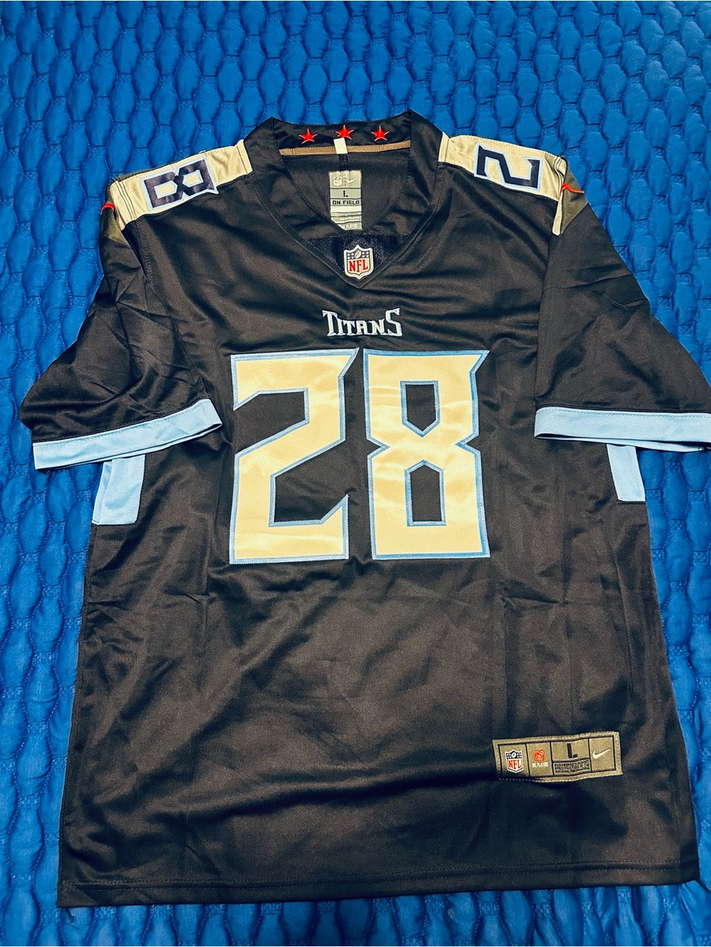 Nike Tennessee Titans #28 Men's Jersey - Black & Light Blue